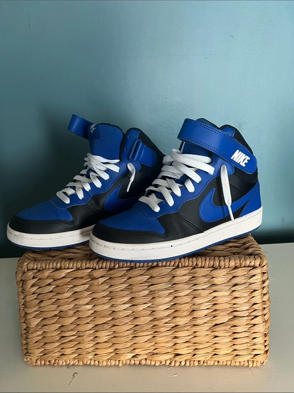 Nike Black & Blue High-Top Sneakers with White Accents